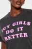 Saweetie Icy Girls Washed Tee - Charcoal sold by Fashion Nova
