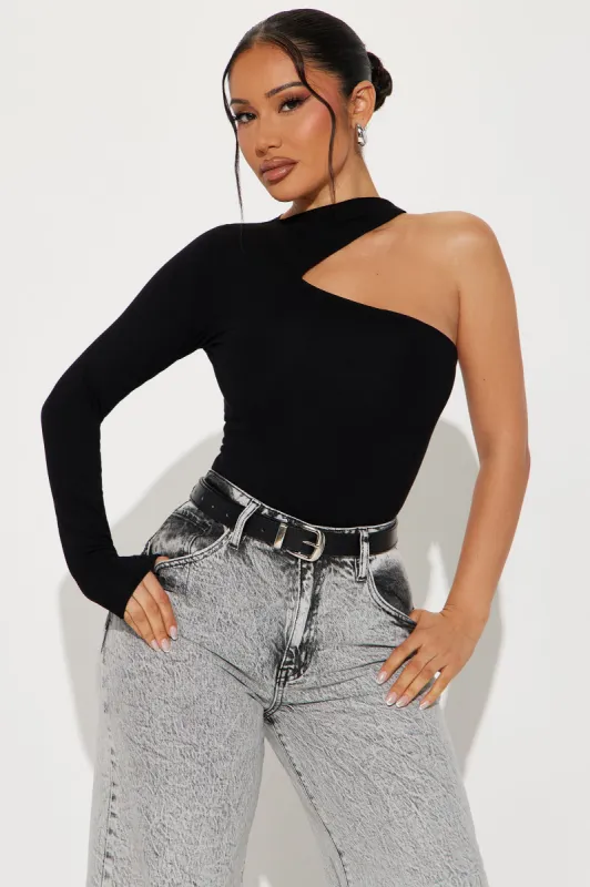 Finest Hour One Shoulder Top - Black sold by Fashion Nova