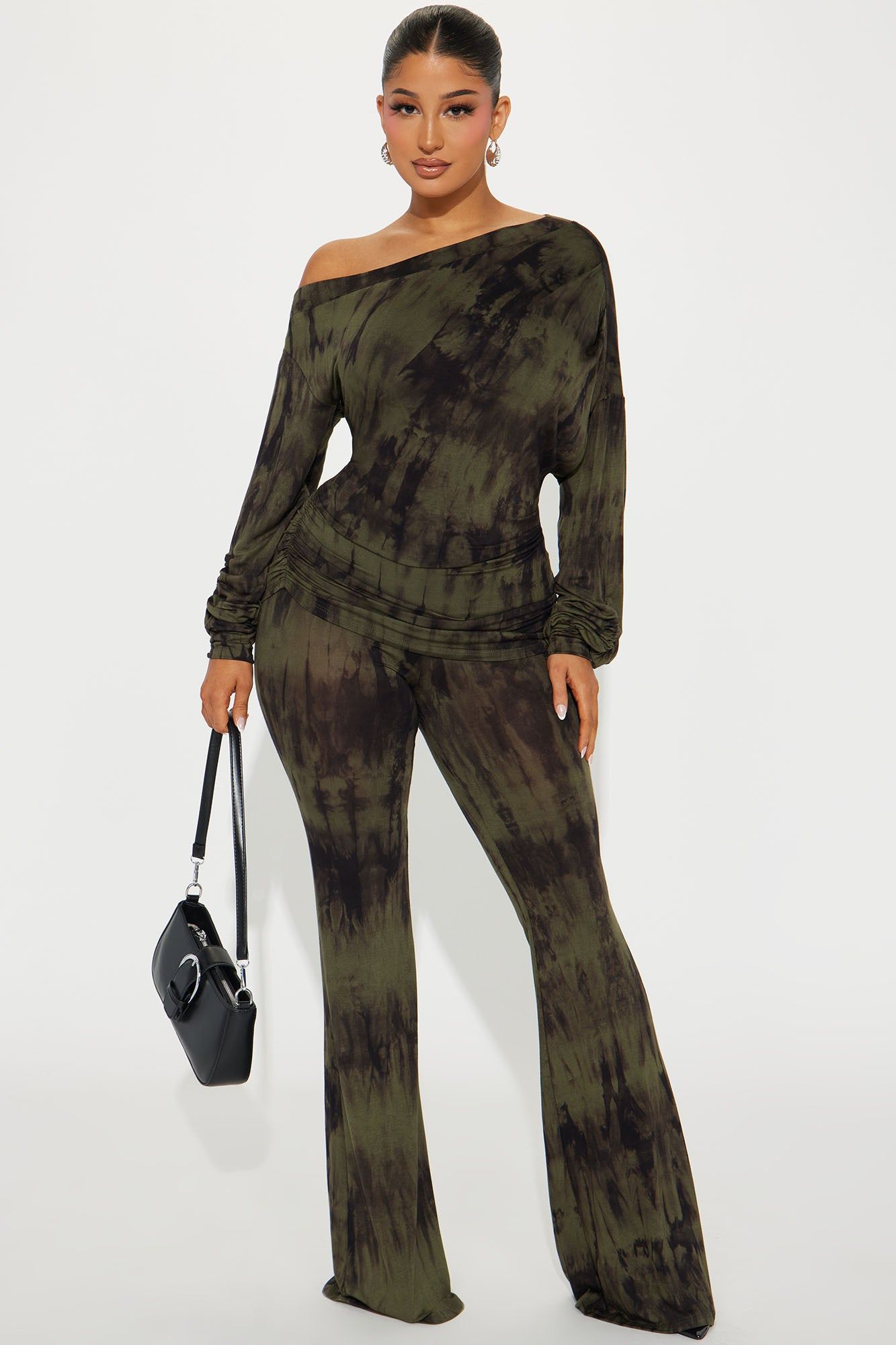 Jazzy Vibes Tie Dye Pant Set - Olive sold by Fashion Nova