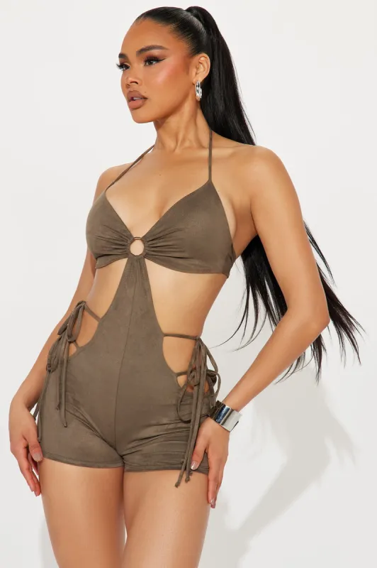 Attachment Issues Romper - Olive sold by Fashion Nova