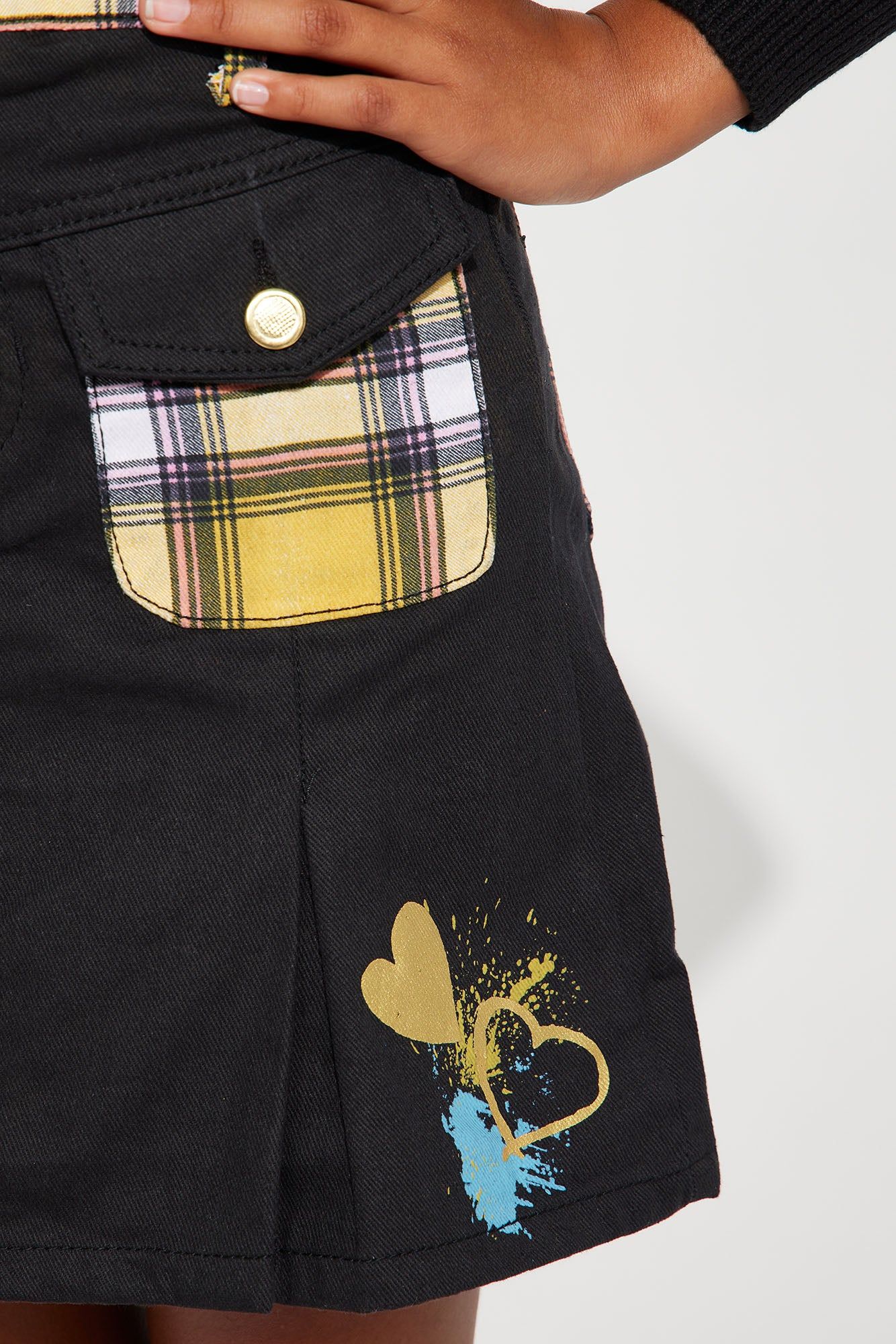 Mini Plaid Colorblock Denim Skirt - Yellow/combo sold by Fashion Nova product image thumbnail 3