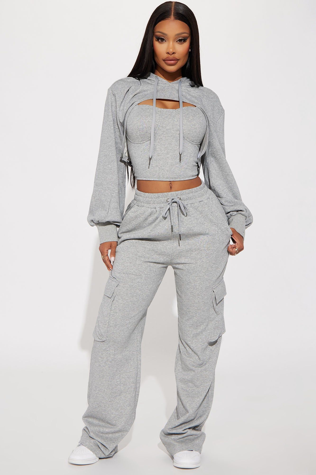 Never Blend In 3 Piece Pant Set - Grey sold by Fashion Nova