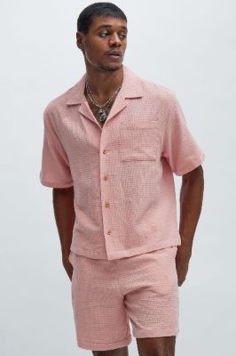 Belgian Textured Shirt - Pink sold by Fashion Nova