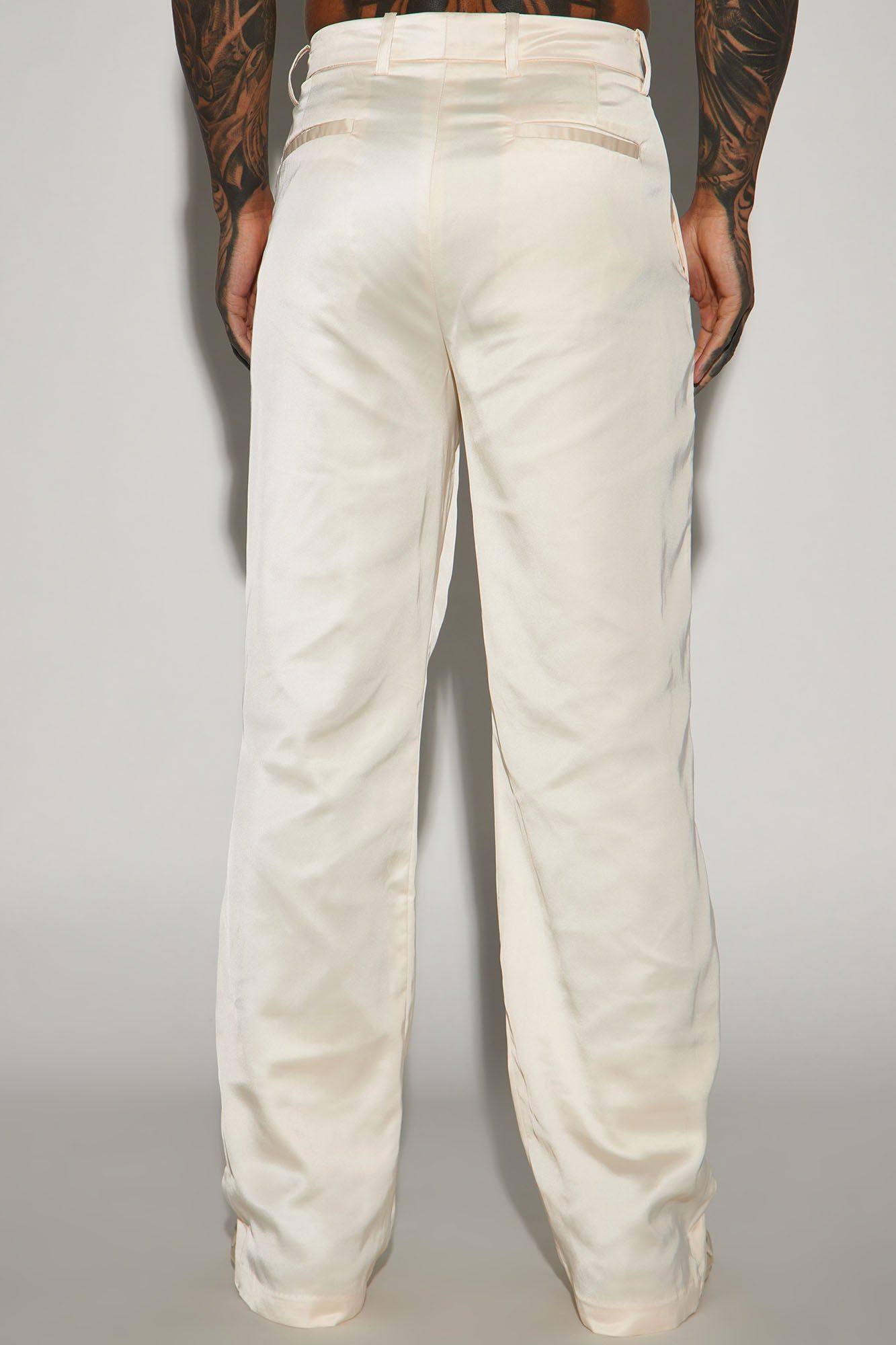 Florence Satin Relaxed Flare Trousers - Cream sold by Fashion Nova product image thumbnail 3