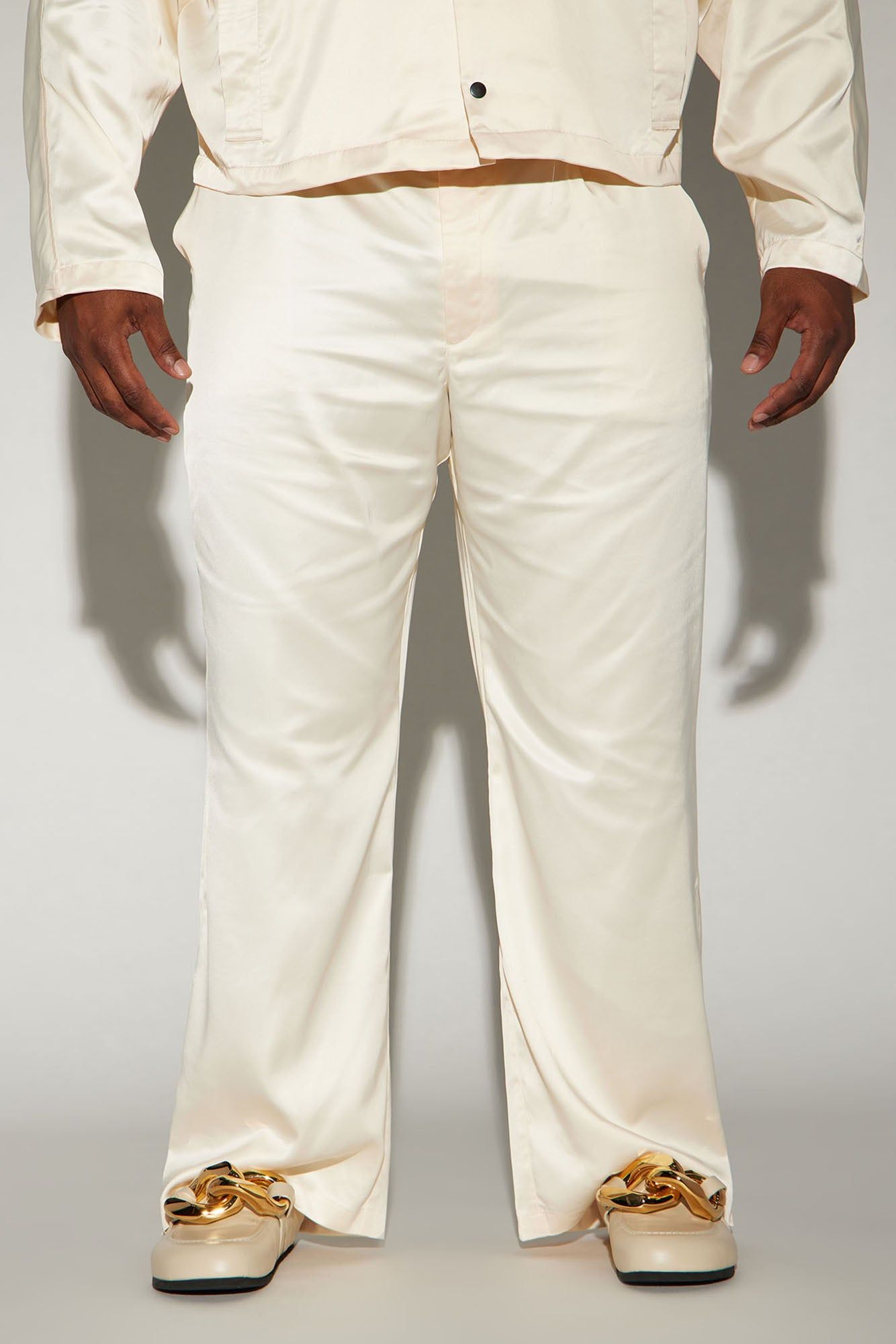 Florence Satin Relaxed Flare Trousers - Cream sold by Fashion Nova product image thumbnail 4