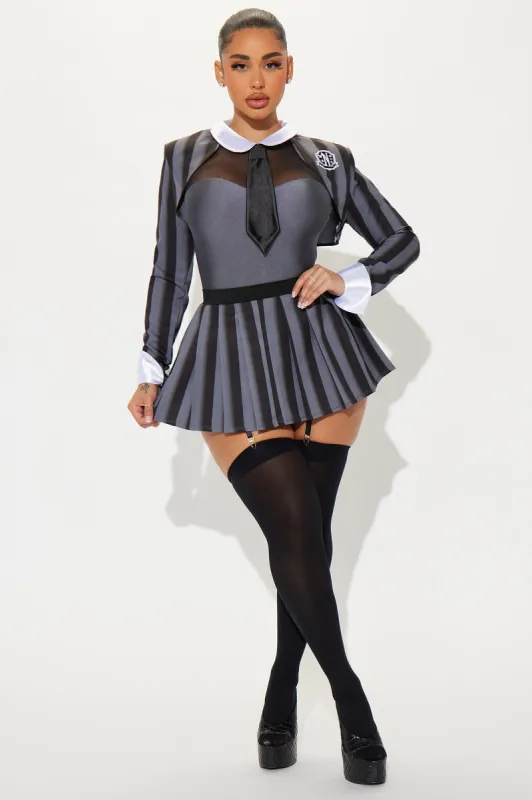 Weekday Woe School Uniform 3 Piece Costume Set - Charcoal sold by Fashion Nova