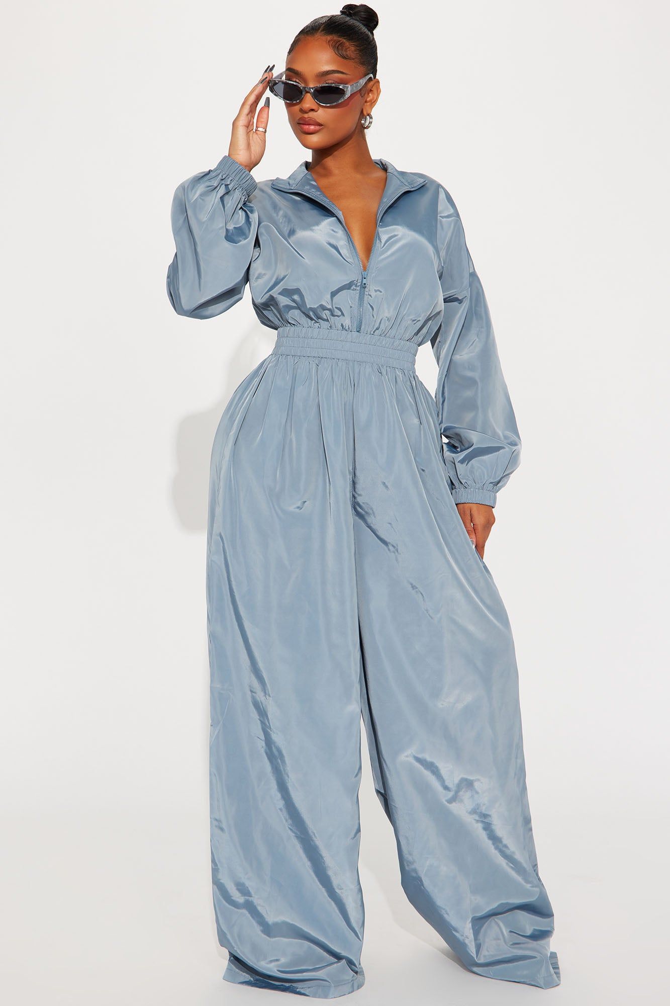 Show Me Around Jumpsuit - Slate Blue sold by Fashion Nova