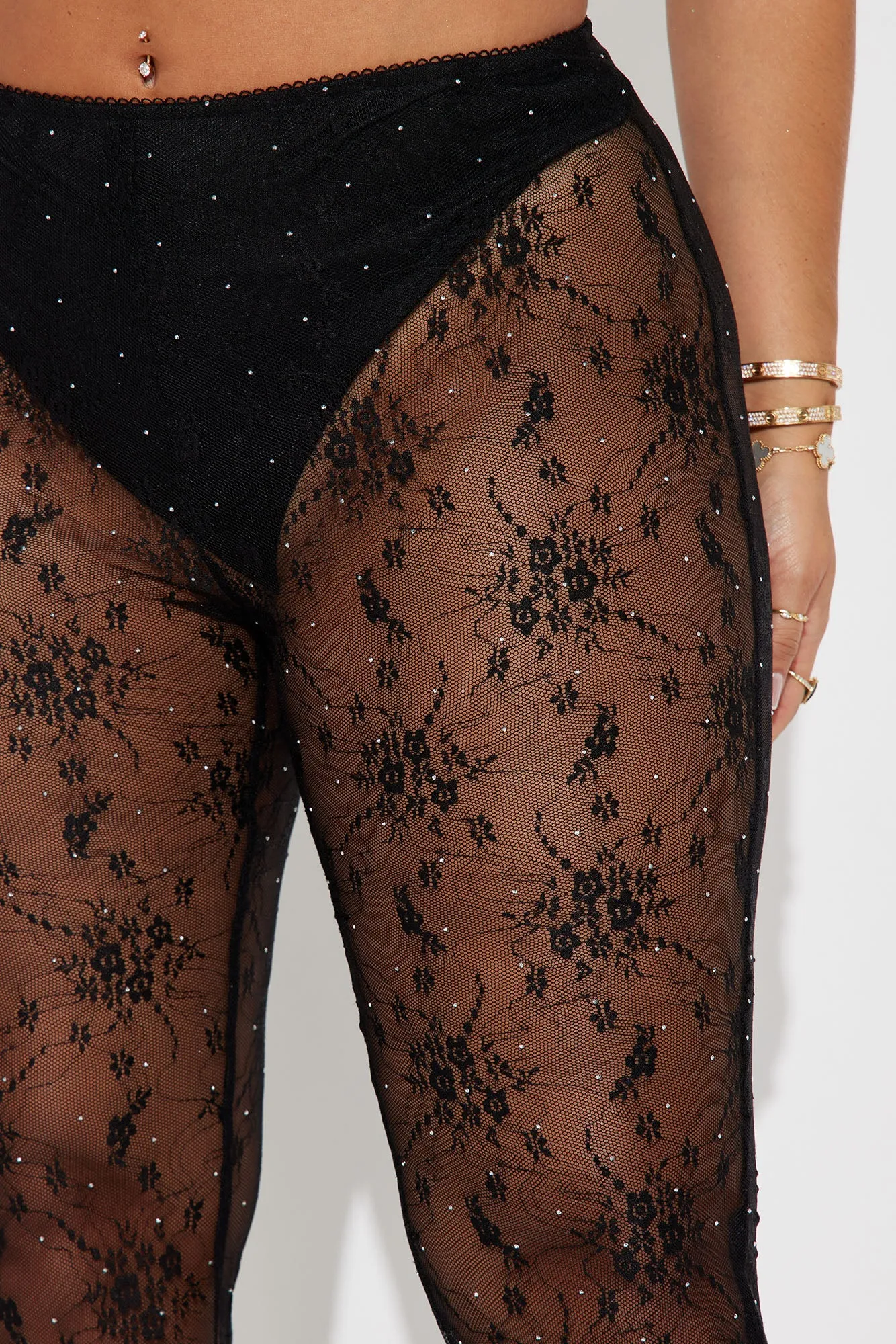 Cheers Babe Embellished Lace Flare Pant - Black sold by Fashion Nova product image thumbnail 2