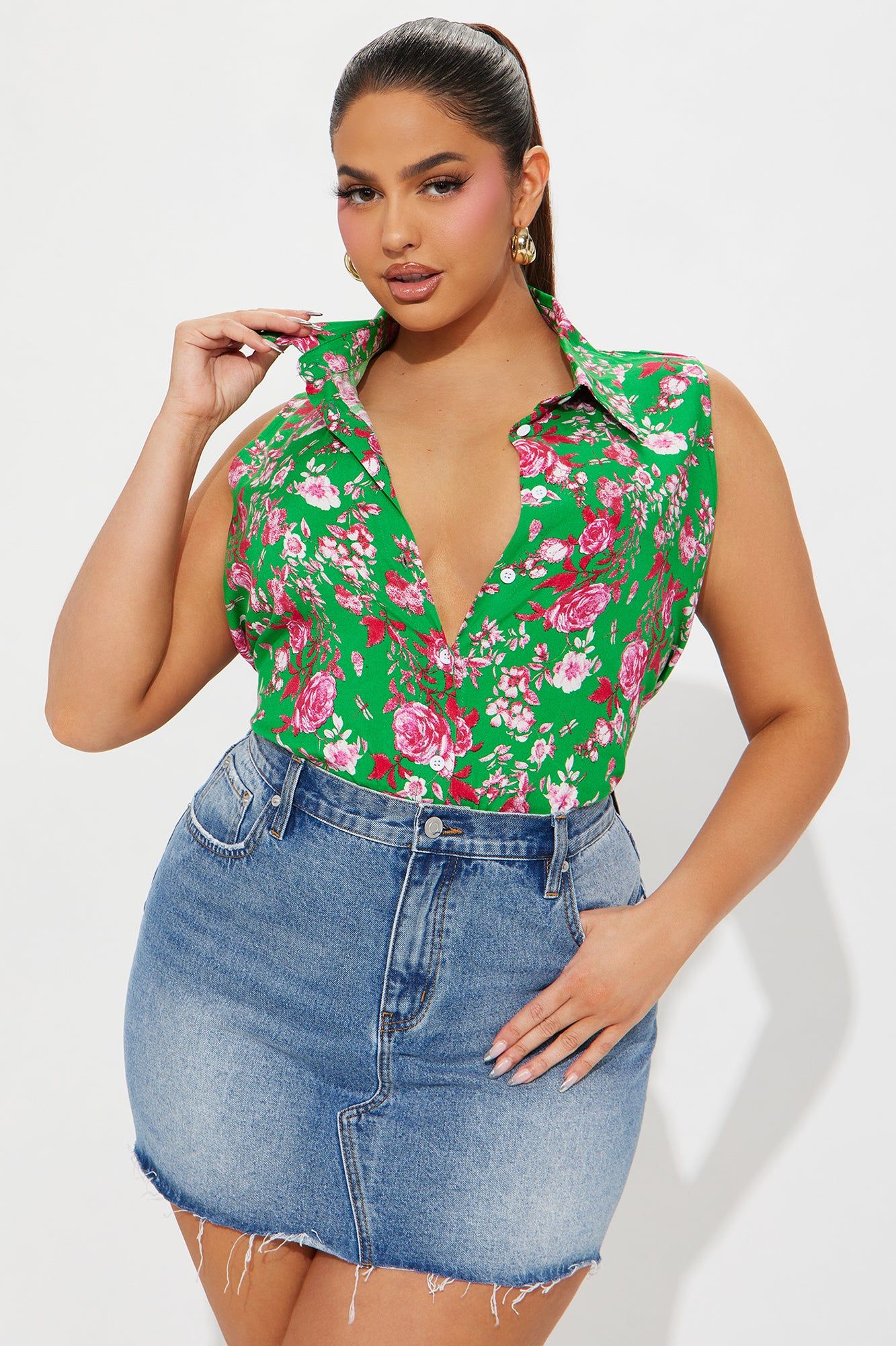 Gardenia Floral Shirt - Green/combo sold by Fashion Nova product image thumbnail 4