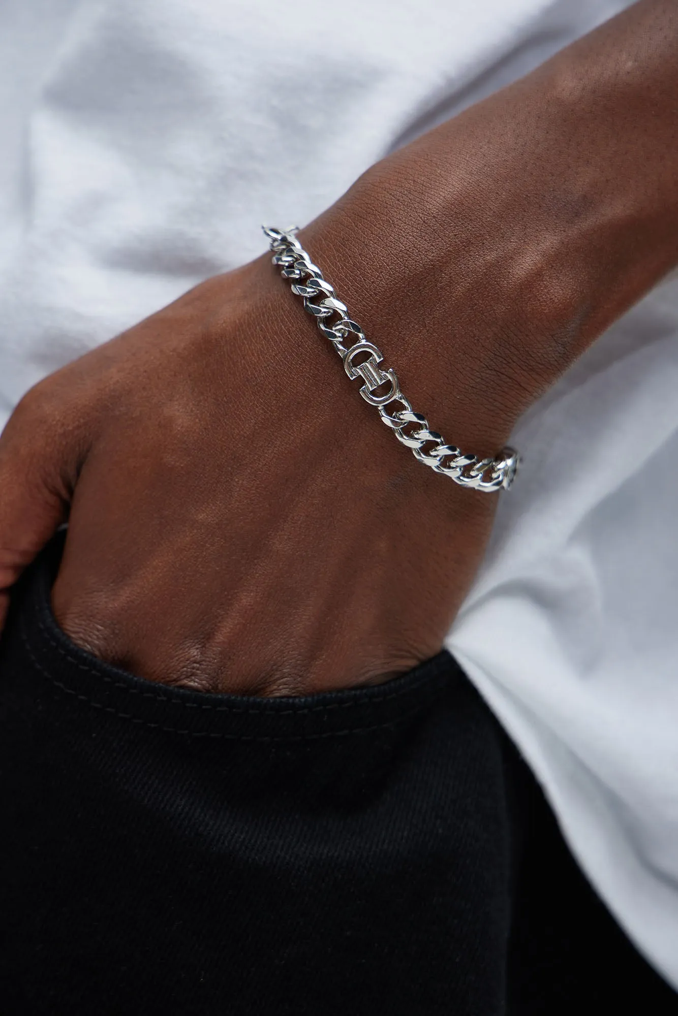 Even Money Bracelet - Silver/Black sold by Fashion Nova