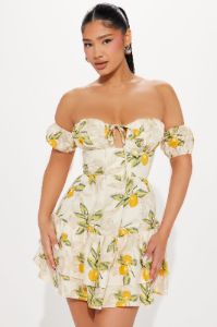 Amalfi Coast Mini Dress - White/combo sold by Fashion Nova