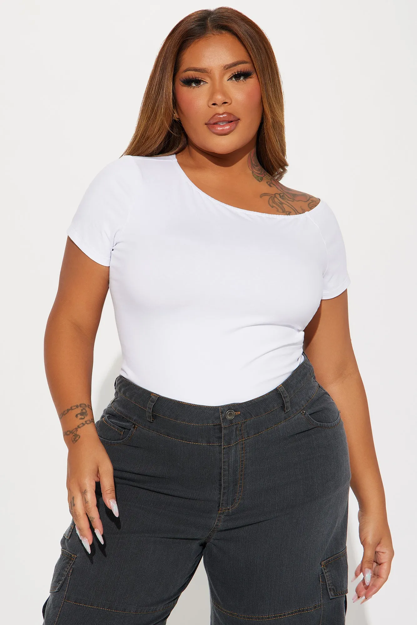 In My Boss Era Off Shoulder Top - White sold by Fashion Nova product image thumbnail 5