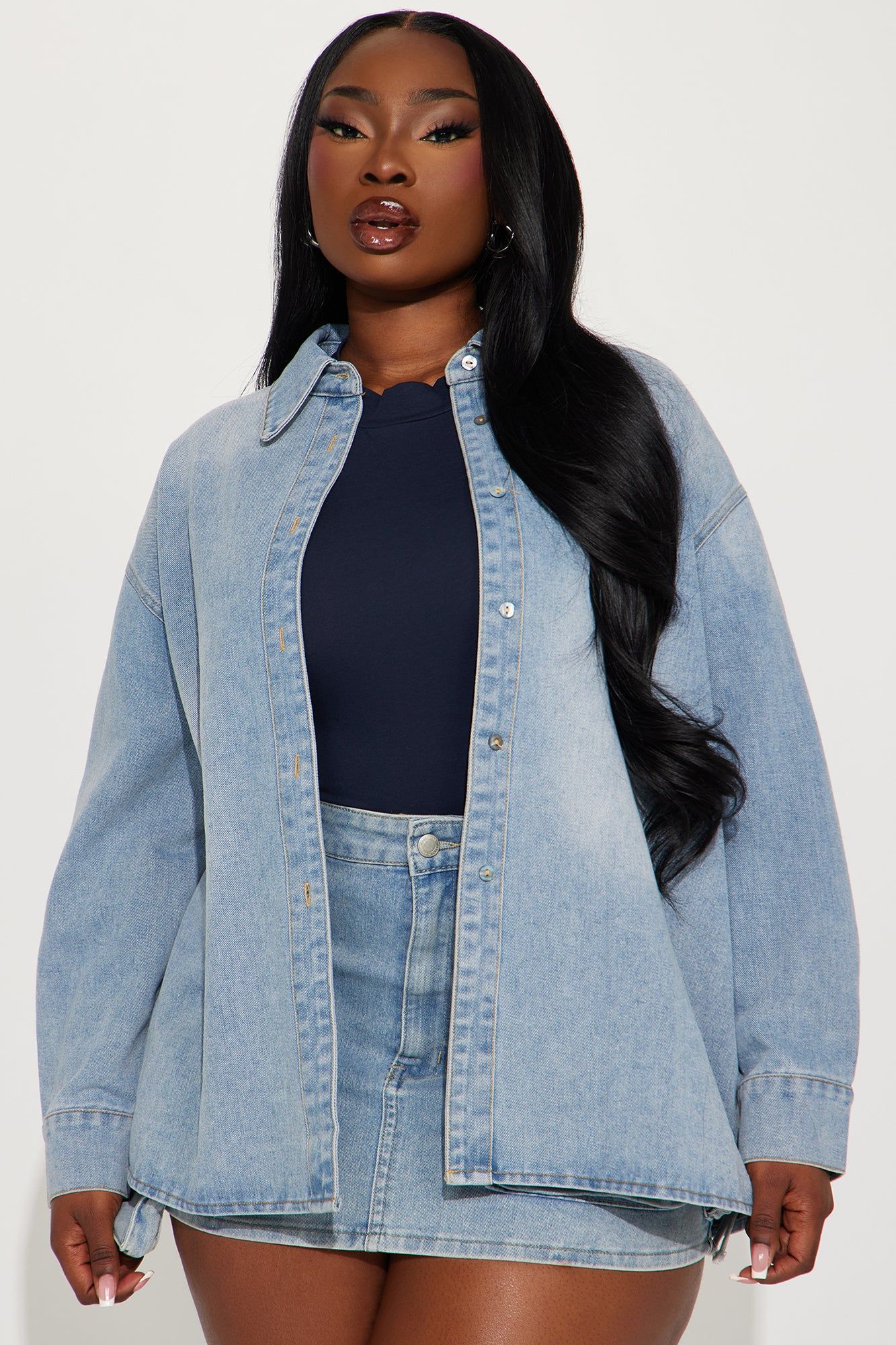 No Hard Feelings Denim Shirt - Light Wash sold by Fashion Nova product image thumbnail 4