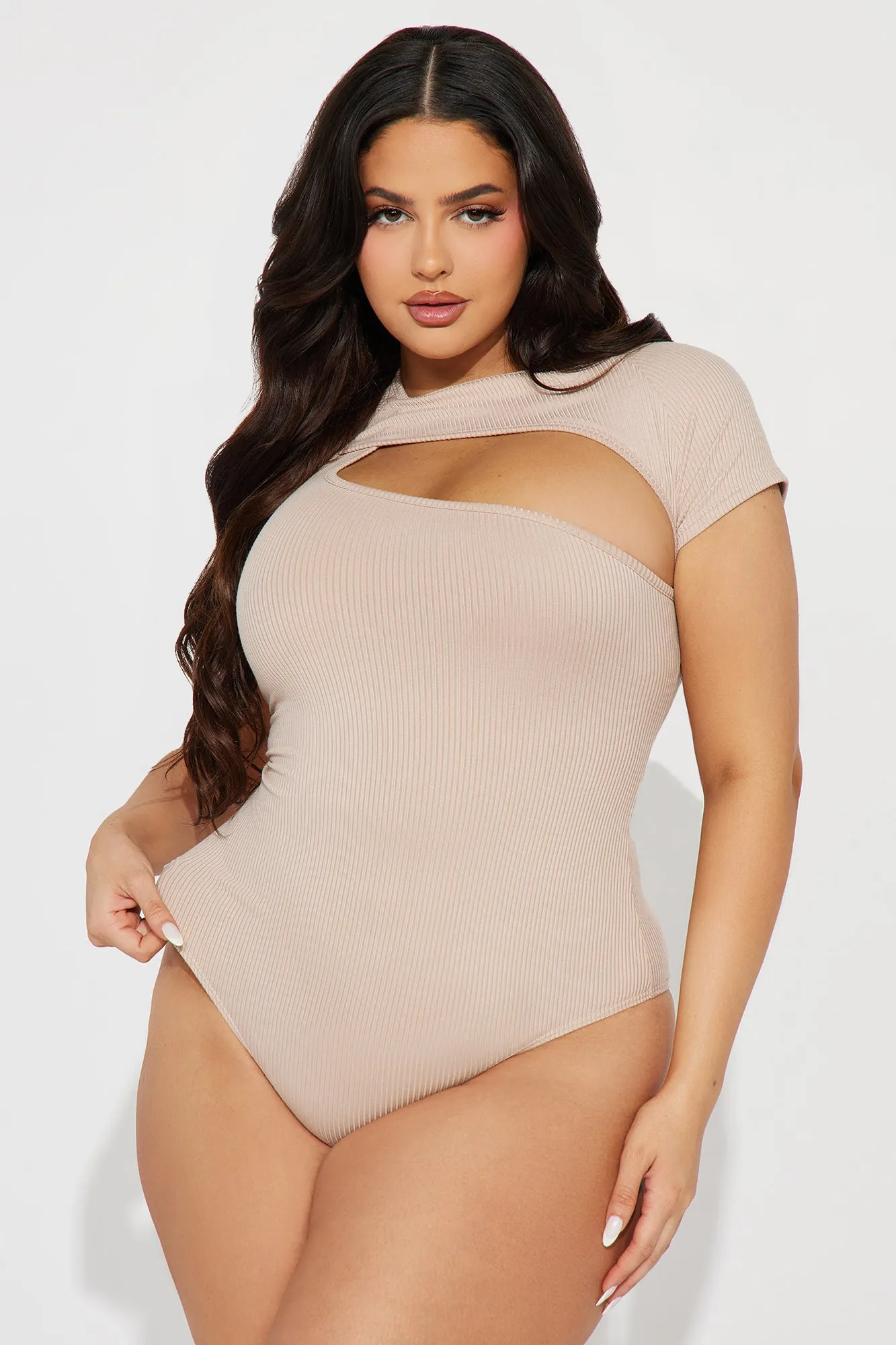Back Again Short Sleeve Bodysuit - Taupe sold by Fashion Nova product image thumbnail 5