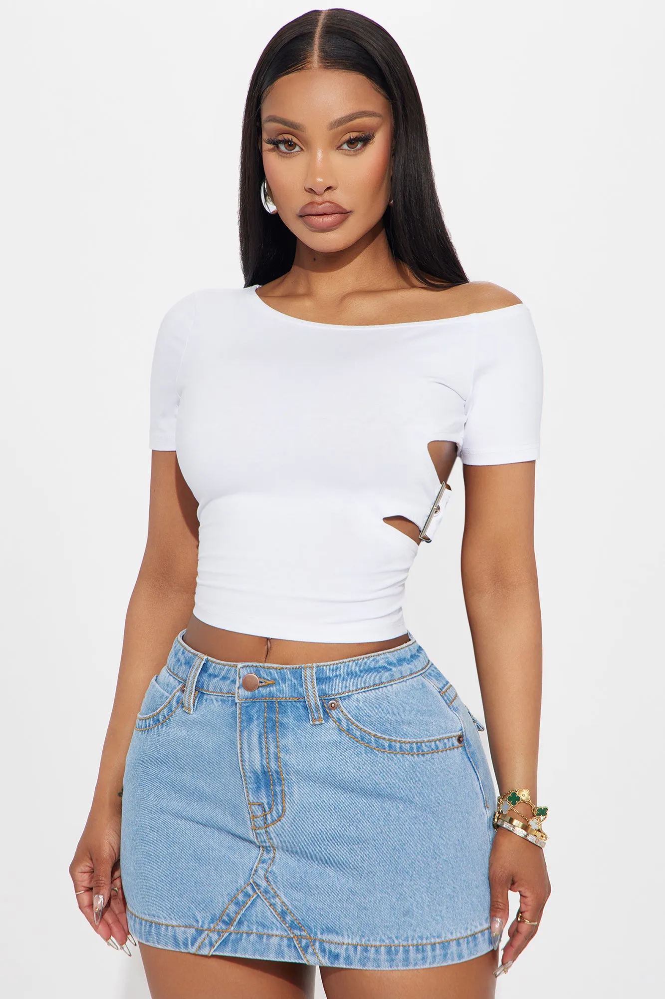 In My Boss Era Off Shoulder Top - White sold by Fashion Nova