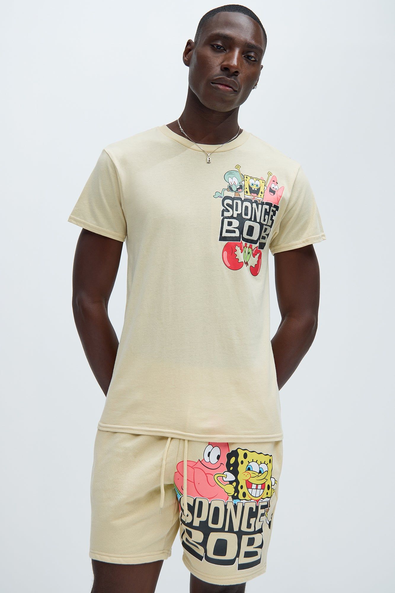 Spongebob Embroidery Gang Short Sleeve Tee - Sand sold by Fashion Nova
