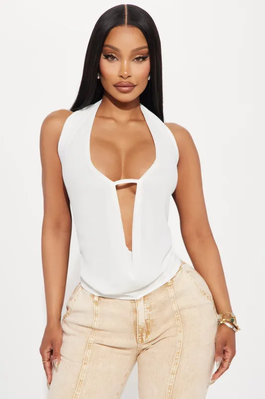 Chasing The Sun Halter Top - White sold by Fashion Nova