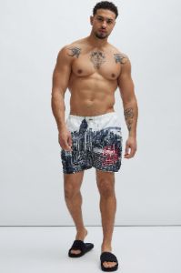 The City Here Swim Trunks - White sold by Fashion Nova