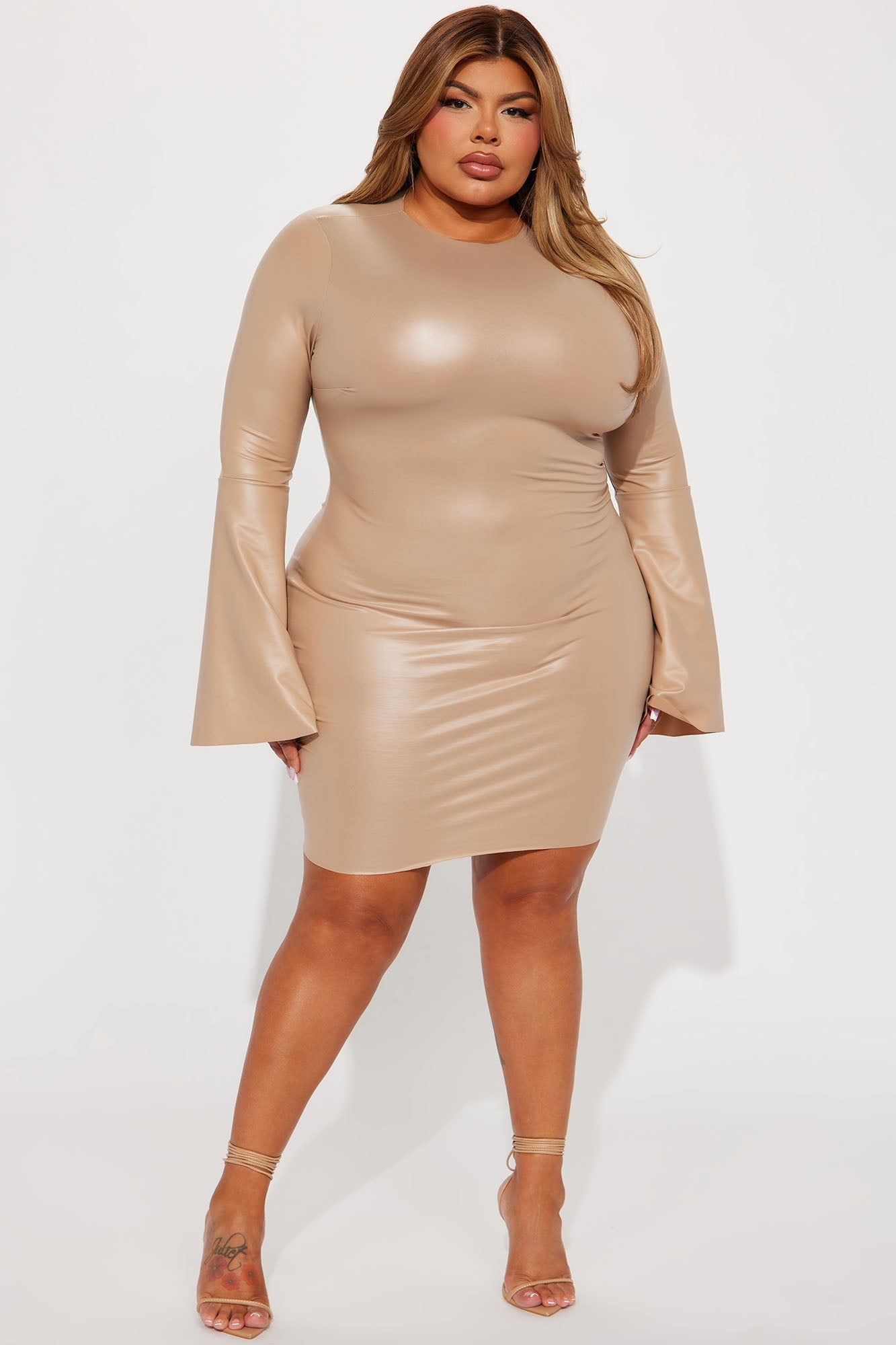 Lana Faux Leather Mini Dress - Taupe sold by Fashion Nova product image thumbnail 5