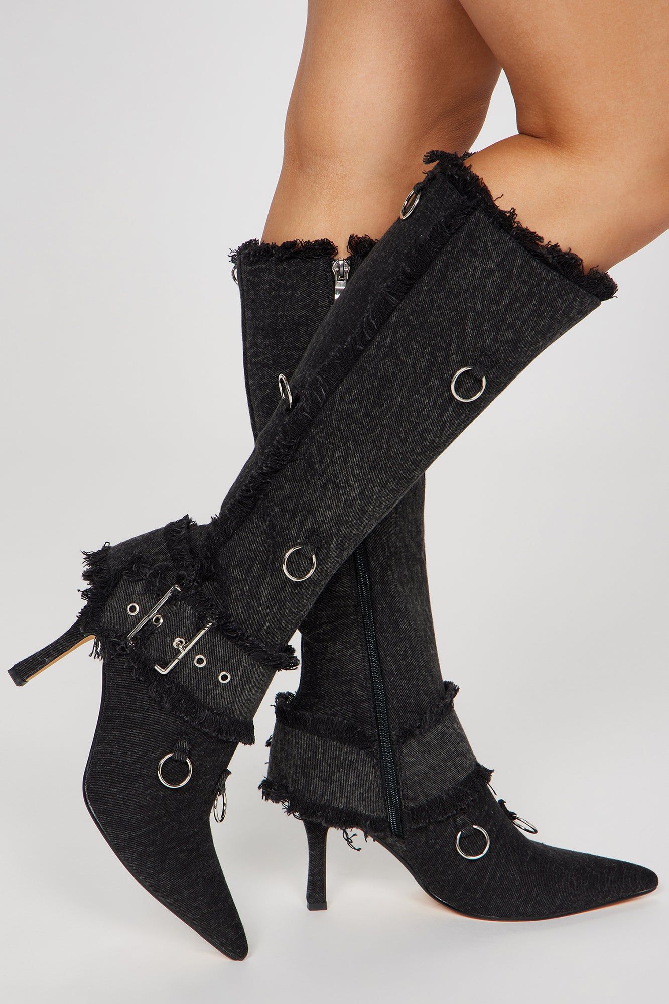 Too Daring For You Knee High Heeled Boots - Black sold by Fashion Nova product image thumbnail 3