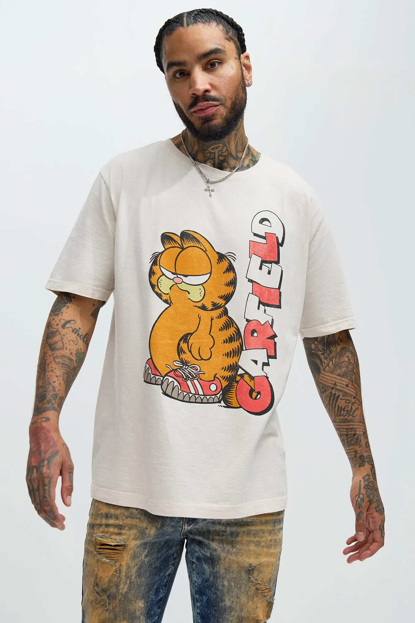 Garfield Big Show Short Sleeve Tee - Beige sold by Fashion Nova