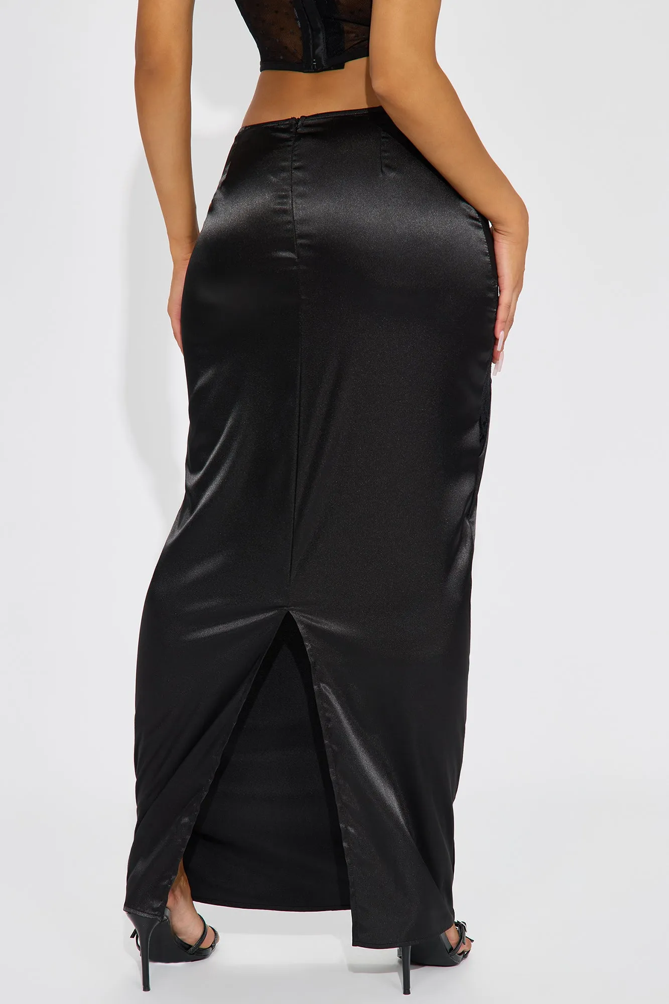 Dark Romance Satin Maxi Skirt - Black sold by Fashion Nova product image thumbnail 4