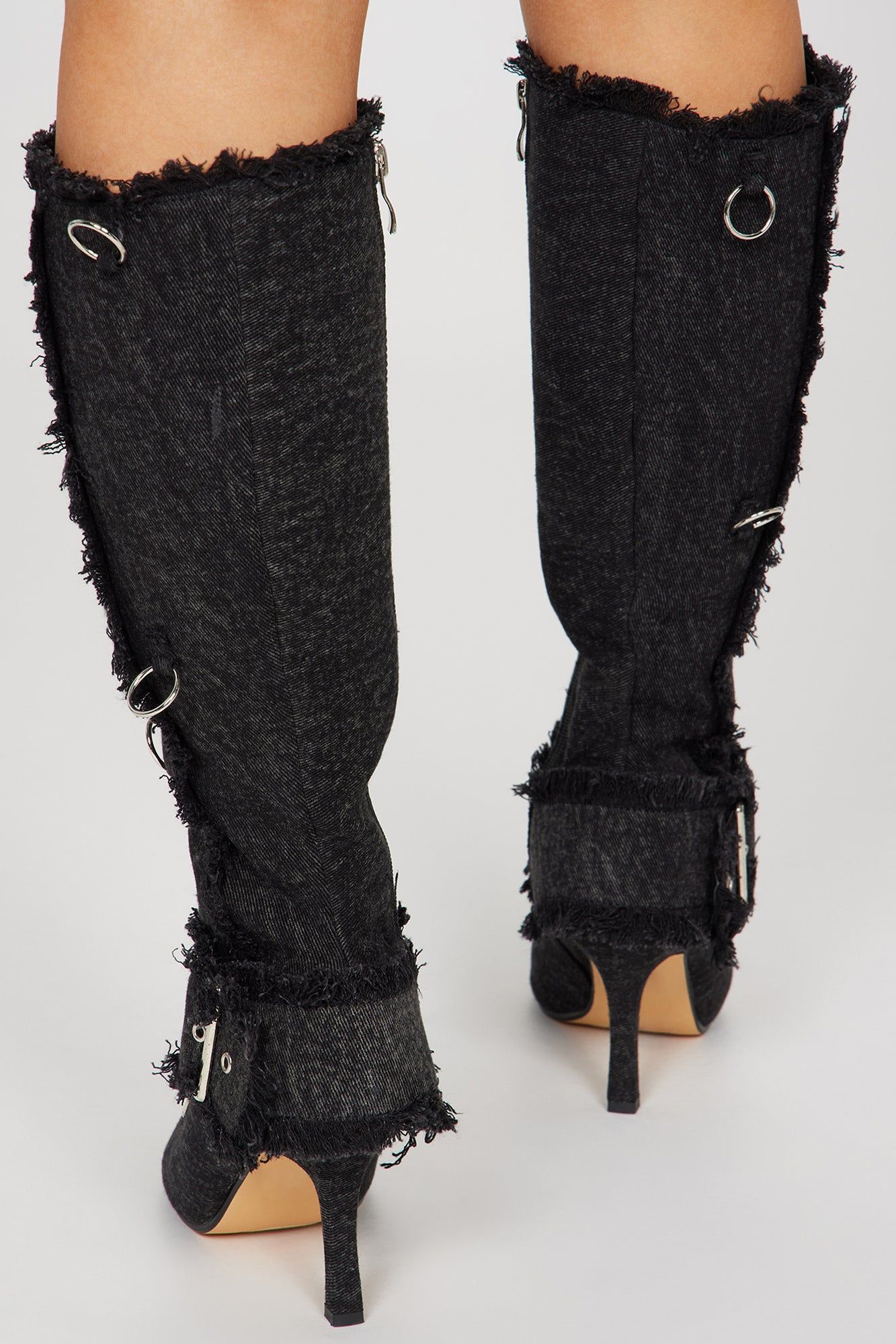 Too Daring For You Knee High Heeled Boots - Black sold by Fashion Nova product image thumbnail 4