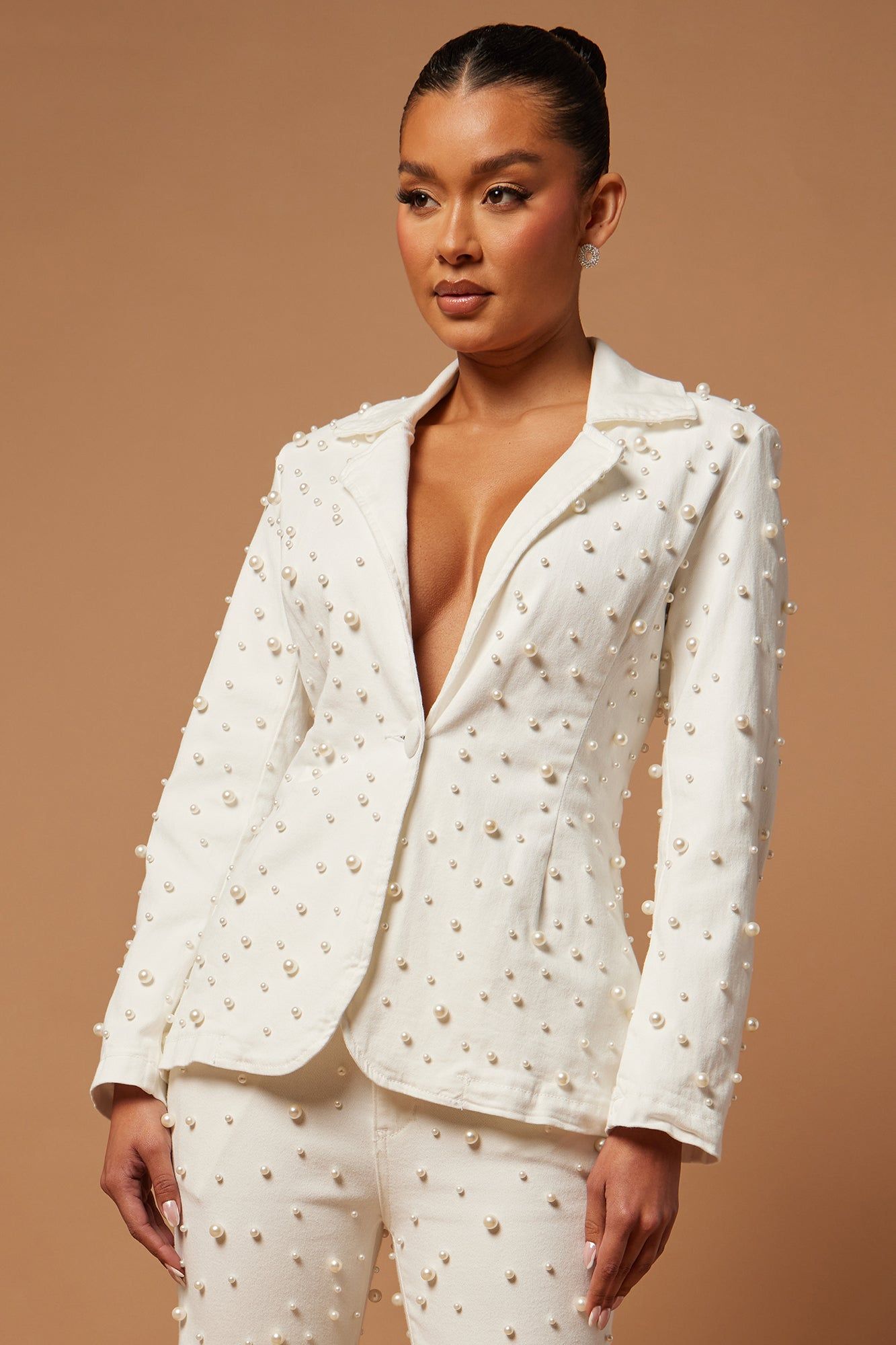 Sandrine Embellished Denim Blazer Set - White sold by Fashion Nova product image thumbnail 2