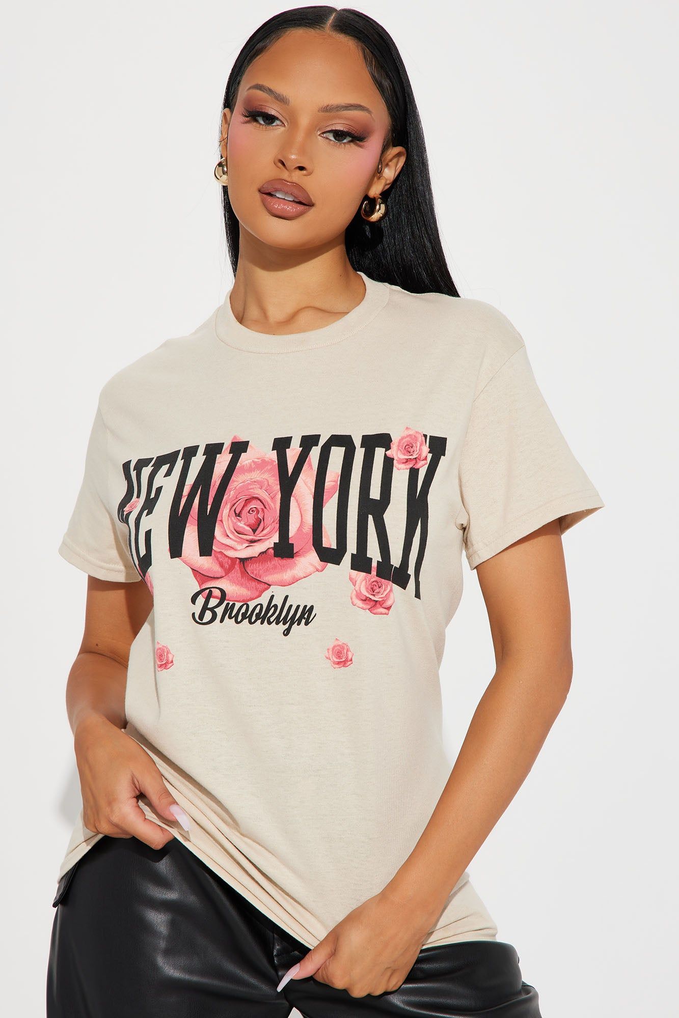 Living For New York Graphic Tee - Taupe sold by Fashion Nova