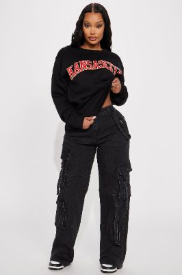 Desi Mineral Wash Cargo Pant - Black sold by Fashion Nova