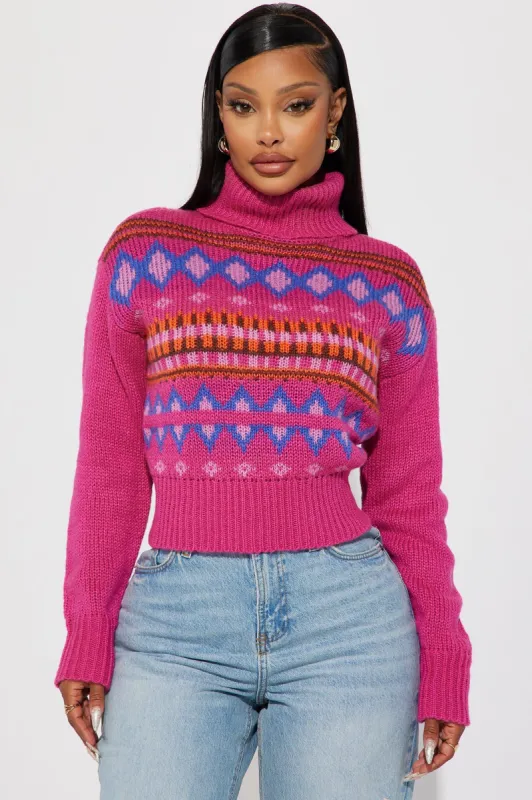 Takin' It Personal Turtleneck Sweater - Pink/combo made by Fashion Nova