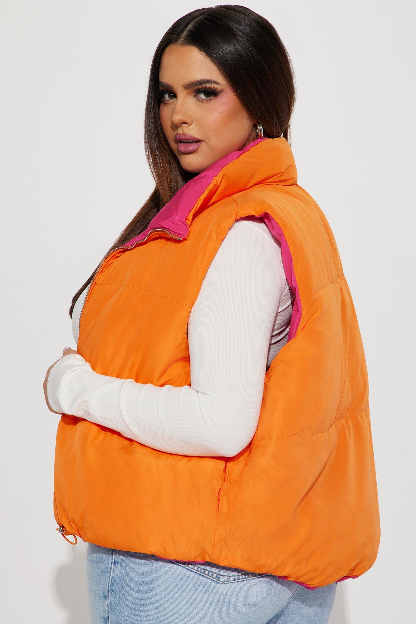 Danielle Reversible Puffer Vest - Pink/combo sold by Fashion Nova product image thumbnail 8