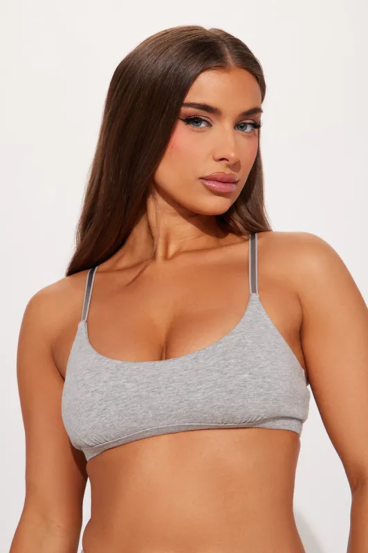 Nova Cotton Scoop Neck Bralette - Heather Grey sold by Fashion Nova