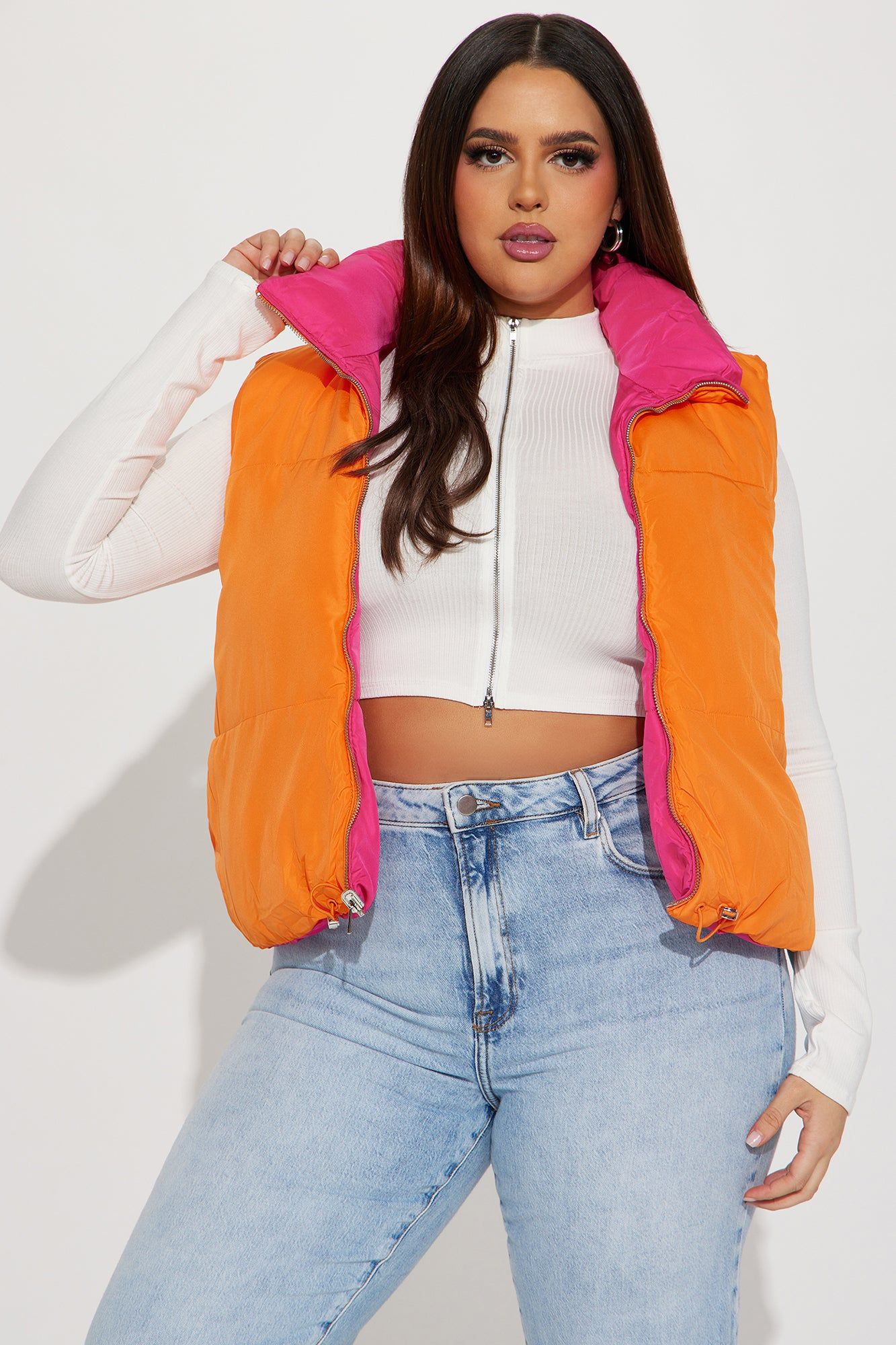 Danielle Reversible Puffer Vest - Pink/combo sold by Fashion Nova product image thumbnail 7