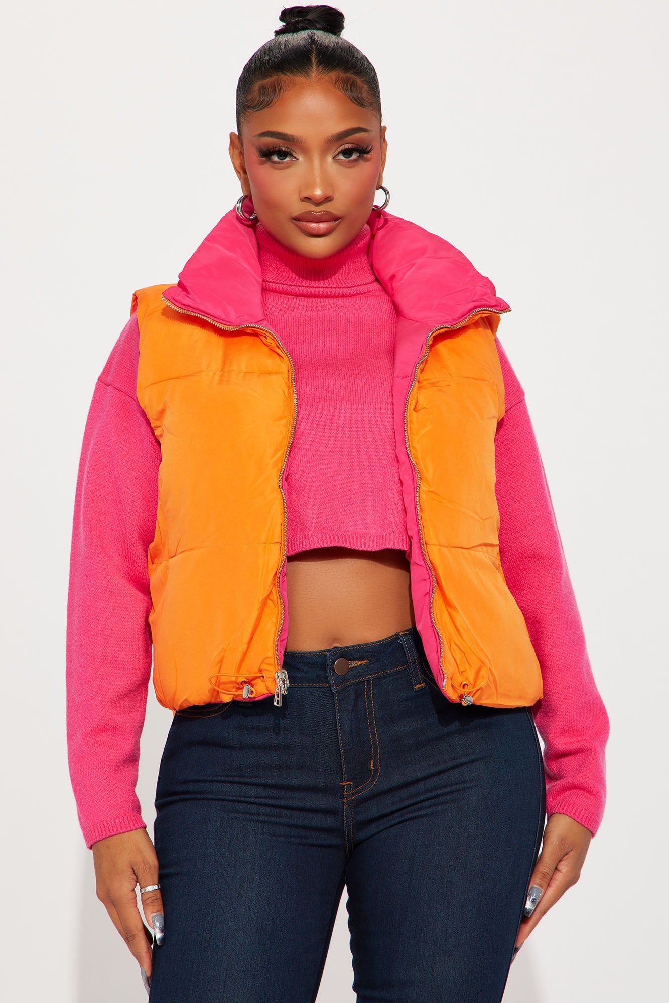 Danielle Reversible Puffer Vest - Pink/combo sold by Fashion Nova product image thumbnail 3
