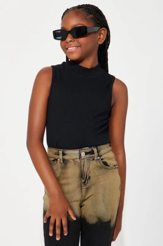 Mini Alyssa Seamless Mock Neck Top - Black sold by Fashion Nova