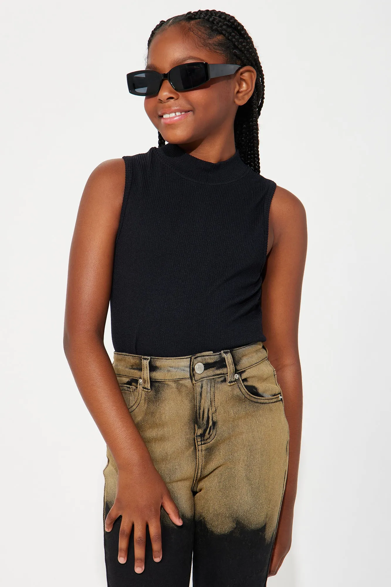 Mini Alyssa Seamless Mock Neck Top - Black sold by Fashion Nova