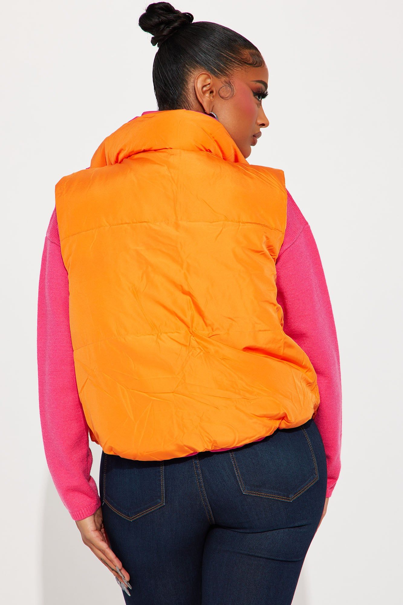 Danielle Reversible Puffer Vest - Pink/combo sold by Fashion Nova product image thumbnail 4