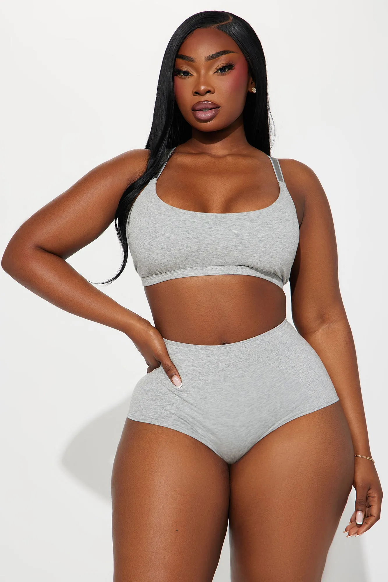 Nova Cotton Scoop Neck Bralette - Heather Grey sold by Fashion Nova product image thumbnail 5