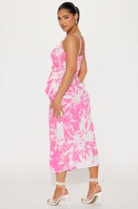 Tropical Escape Linen Wrap Maxi Dress - Pink sold by Fashion Nova