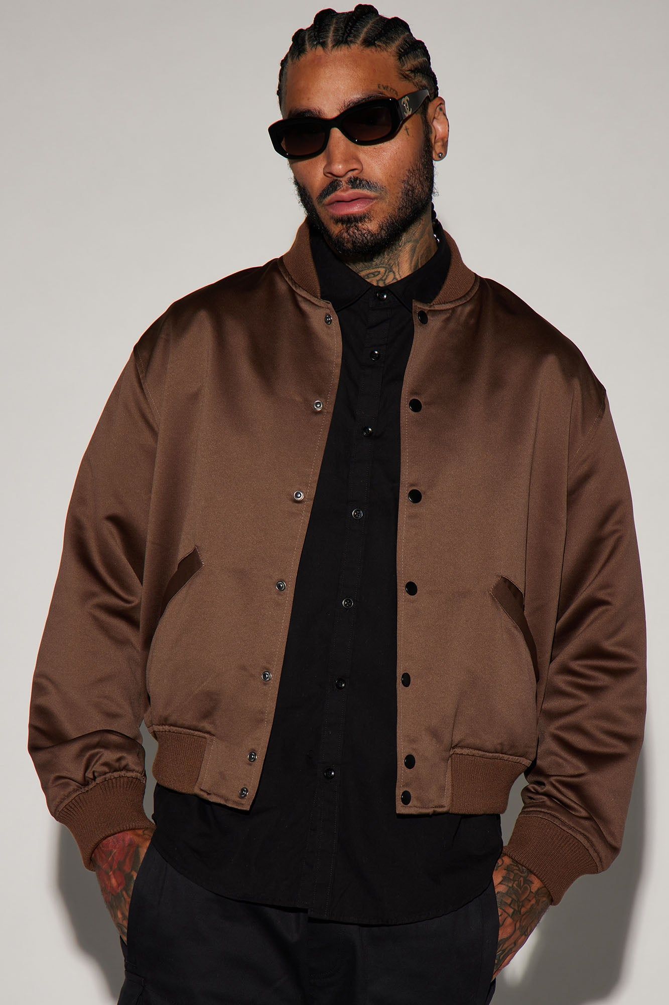 Ashton Essential Bomber Jacket - Brown sold by Fashion Nova
