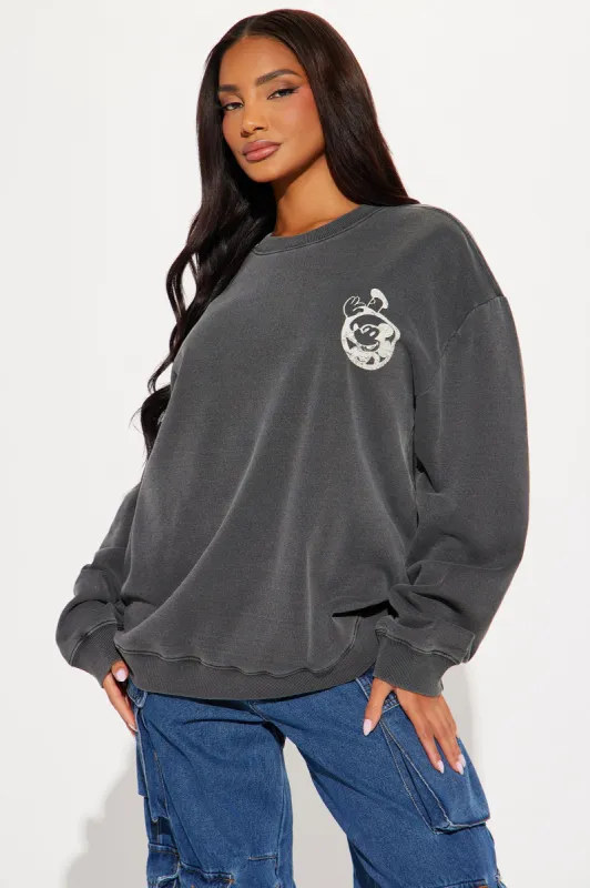 Classic Steamboat Willie Washed Sweatshirt - Black Wash sold by Fashion Nova