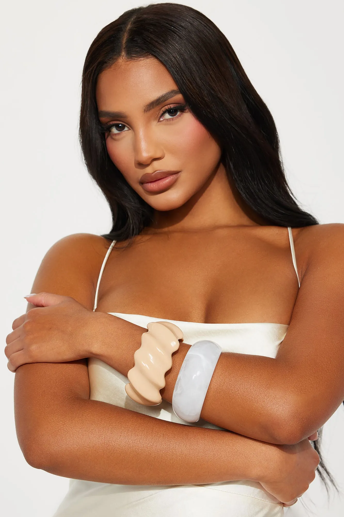 Seabrook Island 2 Piece Bangle Bracelet Set - White/combo sold by Fashion Nova product image thumbnail 2