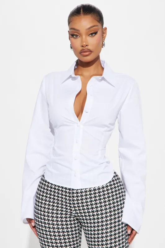 Morgan Poplin Shirt - White sold by Fashion Nova
