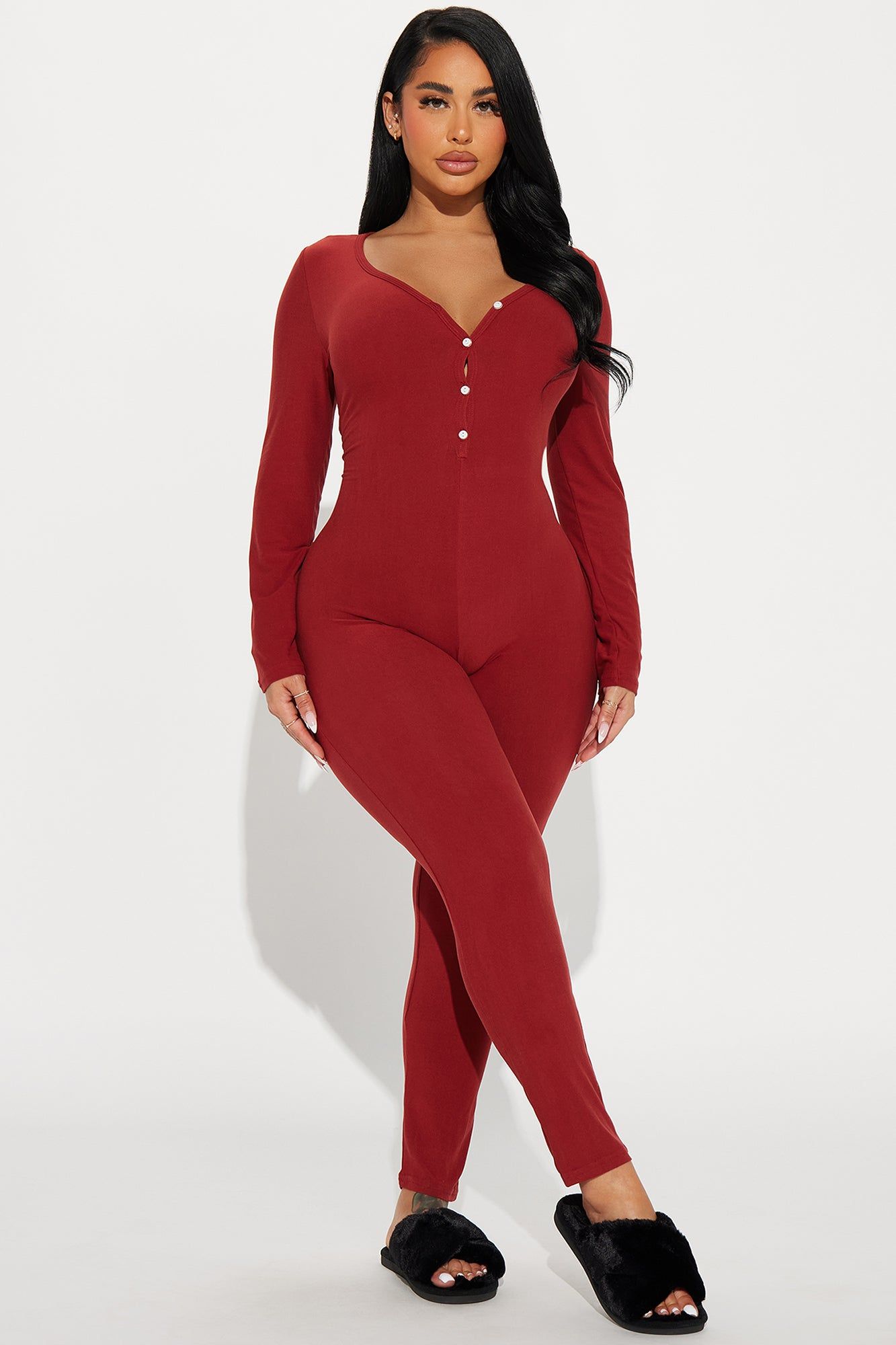 Squeeze My Cheeks PJ Jumpsuit Onesie - Red sold by Fashion Nova product image thumbnail 2