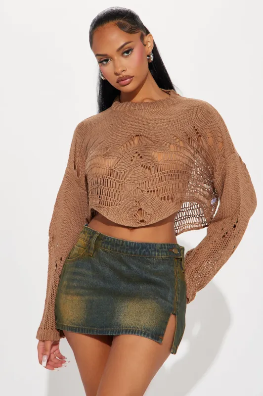 Tulum Crochet Sweater - Beige sold by Fashion Nova