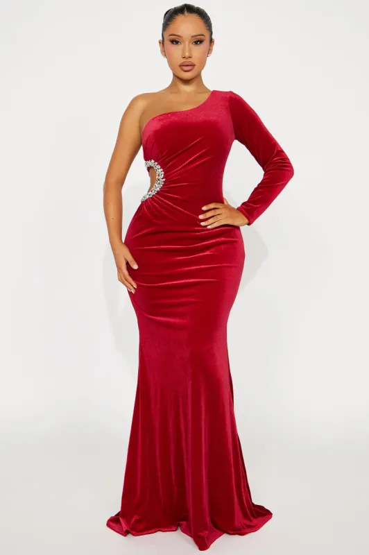 Luxurious Evening Velvet Gown - Wine sold by Fashion Nova