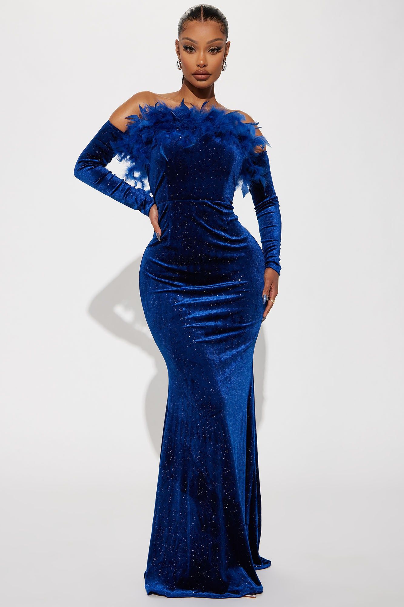 Joanna Velvet Maxi Dress - Blue sold by Fashion Nova