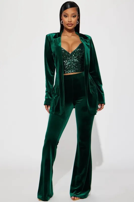 Starla Velvet Blazer Pant Set - Hunter sold by Fashion Nova
