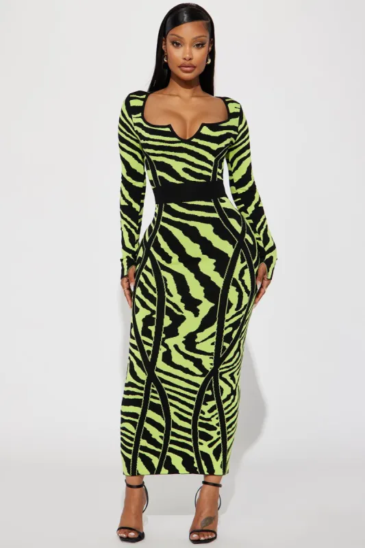 Wild Thing Long Sleeve Maxi Dress - Lime sold by Fashion Nova
